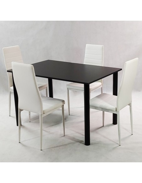 Zestaw stół Lugano 120 szary i 4 krzesła Nicea czarne