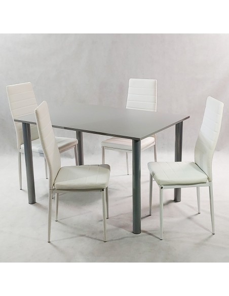 Zestaw stół Lugano 120 szary i 4 krzesła Nicea białe