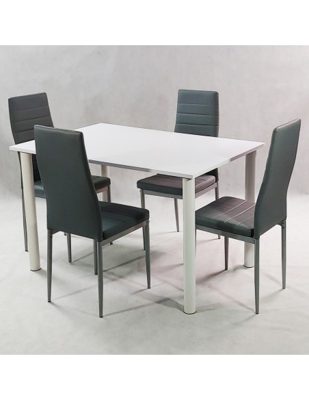 Zestaw stół Lugano 120 szary i 4 krzesła Nicea szare