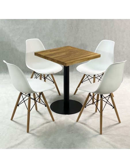 Zestaw stół Bistro Wood i 4 krzesła Milano czarne