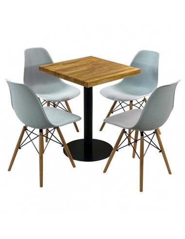 Zestaw stół Bistro Wood i 4 krzesła Milano szare