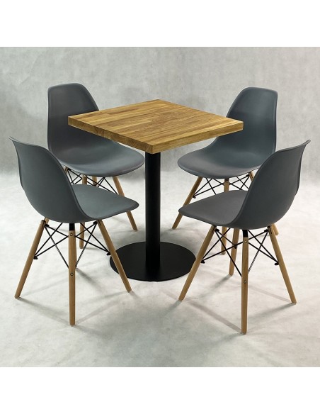 Zestaw stół Bistro Wood i 4 krzesła Milano szare