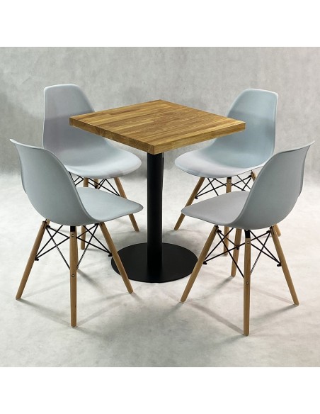 Zestaw stół Bistro Wood i 4 krzesła Milano szare