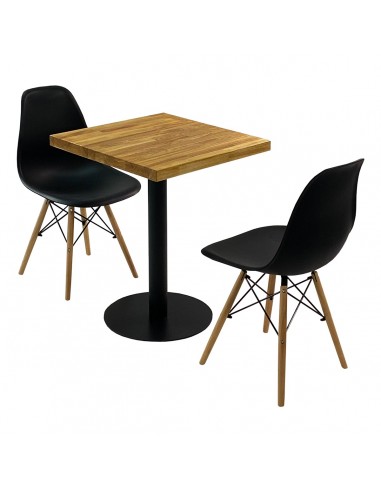 Zestaw stół Bistro Wood i 2 krzesła Milano czarne