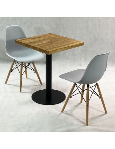 Zestaw stół Bistro Wood i 2 krzesła Milano szare