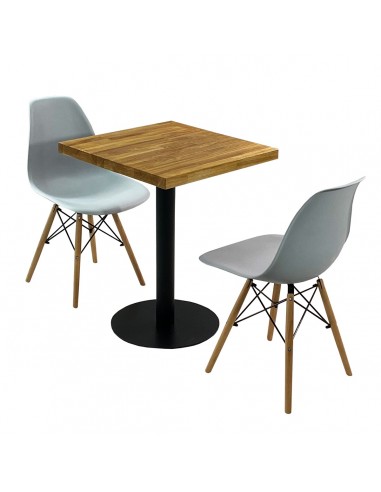 Zestaw stół Bistro Wood i 2 krzesła Milano szare