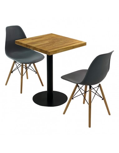 Zestaw stół Bistro Wood i 2 krzesła Milano grafitowe