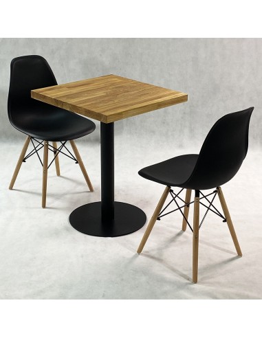 Zestaw stół Bistro Wood i 2 krzesła Milano beżowe