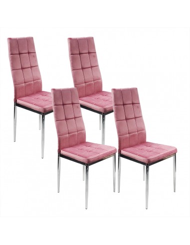 4 krzesła MONAKO VELVET różowe