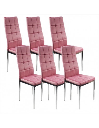 6 krzeseł MONAKO VELVET różowe
