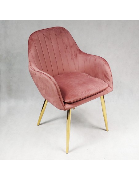 2 fotele FLORYDA GOLD VELVET różowe - welur