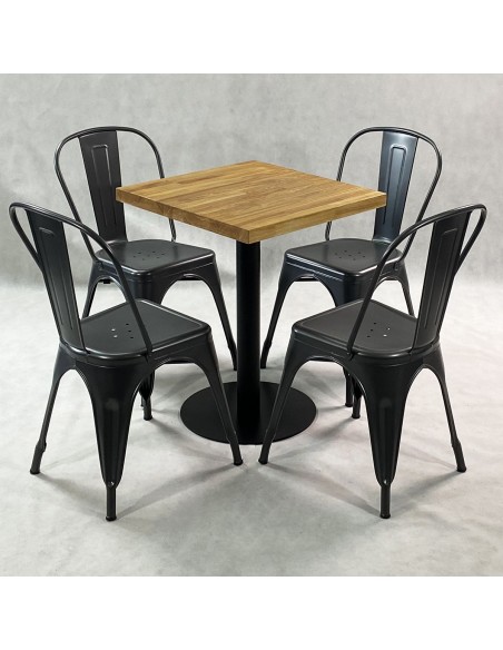 Zestaw stół Bistro Wood i 4 krzesła miedziane Paris