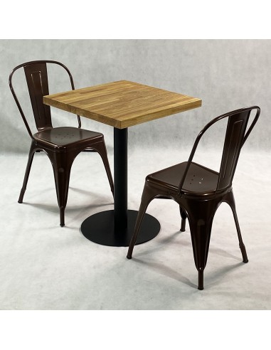 Zestaw stół Bistro Wood i 4 krzesła miedziane...