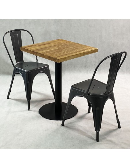 Zestaw stół Bistro Wood i 2 krzesła miedziane Paris