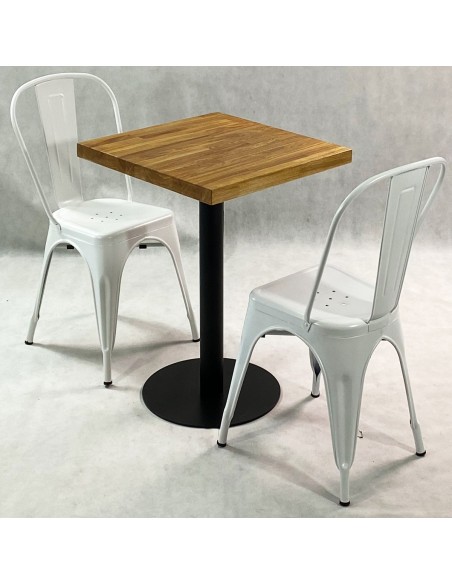 Zestaw stół Bistro Wood i 2 krzesła miedziane Paris