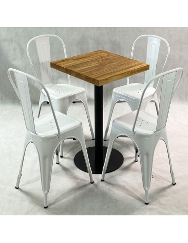 Zestaw stół Bistro Wood i 2 krzesła Paris białe