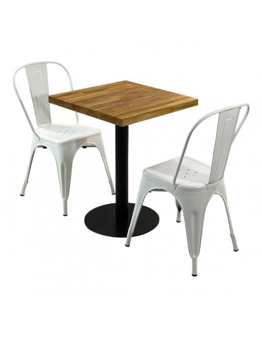 Zestaw stół Bistro Wood i 2 krzesła Paris białe