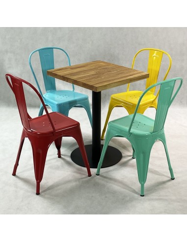 Zestaw stół Bistro Wood i 2 krzesła Paris czarne