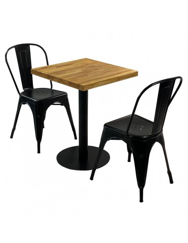 Zestaw stół Bistro Wood i 2 krzesła Paris czarne