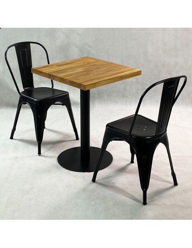 Zestaw stół Bistro Wood i 2 krzesła Paris czarne