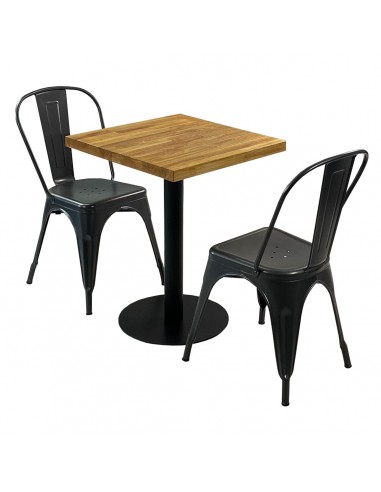 Zestaw stół Bistro Wood i 2 krzesła Paris grafitowe
