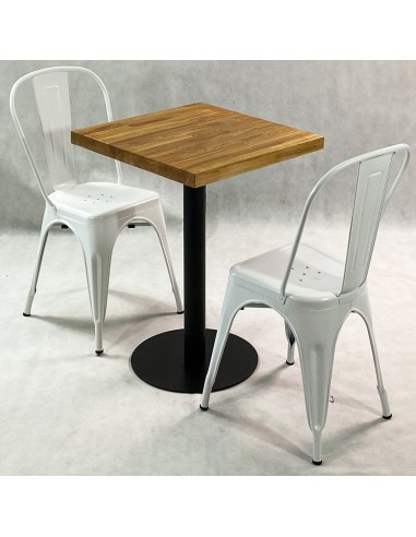 Zestaw stół Bistro Wood i 4 krzesła Paris białe