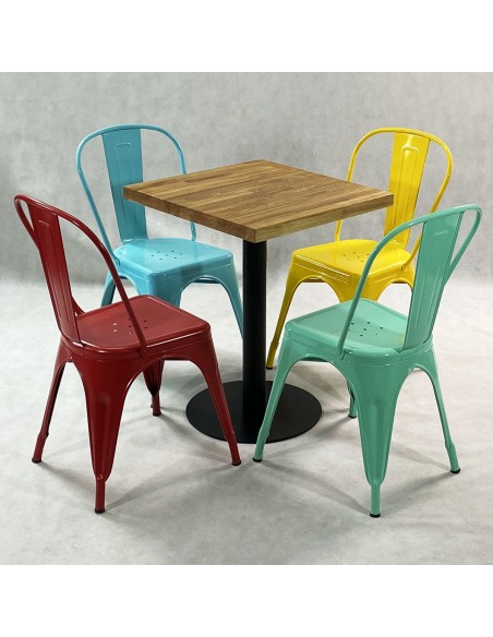 Zestaw stół Bistro Wood i 4 krzesła Paris mix kolorów