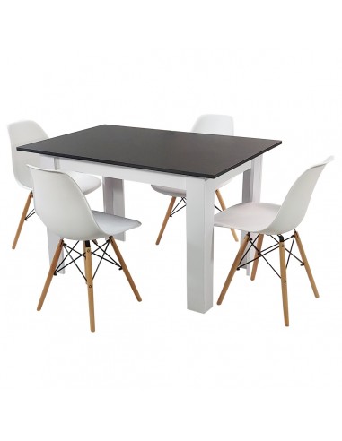 Zestaw stół Modern 120 BW i 4 krzesła Milano białe
