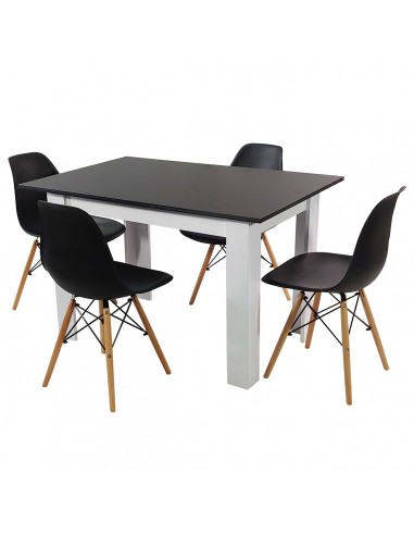 Zestaw stół Modern 120 BW i 4 krzesła Milano czarne