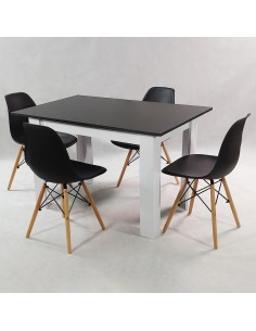 Zestaw stół Modern 120 BW i 4 krzesła Milano czarne 2