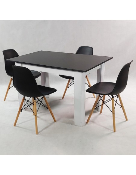 Zestaw stół Modern 120 BW i 4 krzesła Milano czarne