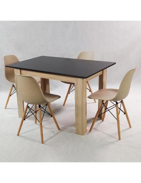 Zestaw stół Modern 120 BW i 4 krzesła Milano czarne