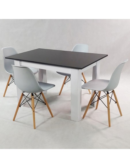 Zestaw stół Modern 120 BW i 4 krzesła Milano czarne