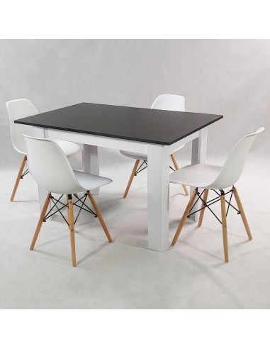 Zestaw stół Modern 120 BW i 4 krzesła Milano szare
