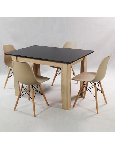 Zestaw stół Modern 120 BW i 4 krzesła Milano szare