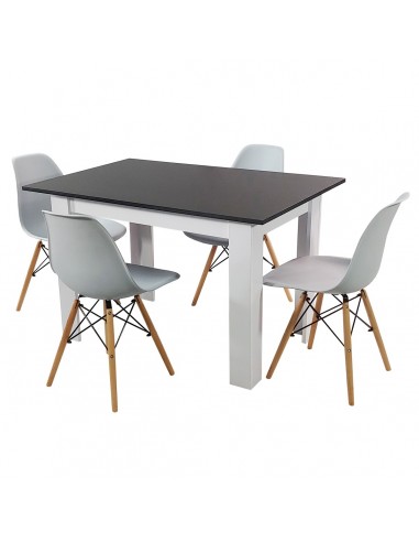 Zestaw stół Modern 120 BW i 4 krzesła Milano szare