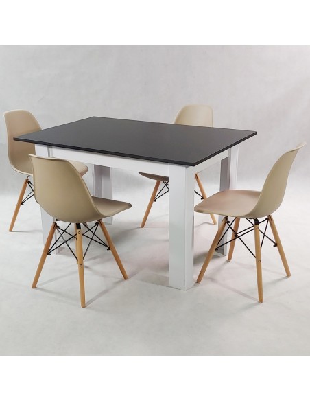 Zestaw stół Modern 120 BW i 4 krzesła Milano szare