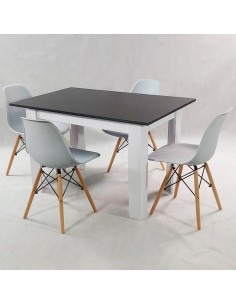 Zestaw stół Modern 120 BW i 4 krzesła Milano szare 2
