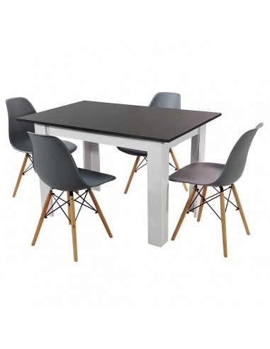 Zestaw stół Modern 120 BW i 4 krzesła Milano grafitowe