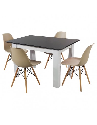 Zestaw stół Modern 120 BW i 4 krzesła Milano beżowe