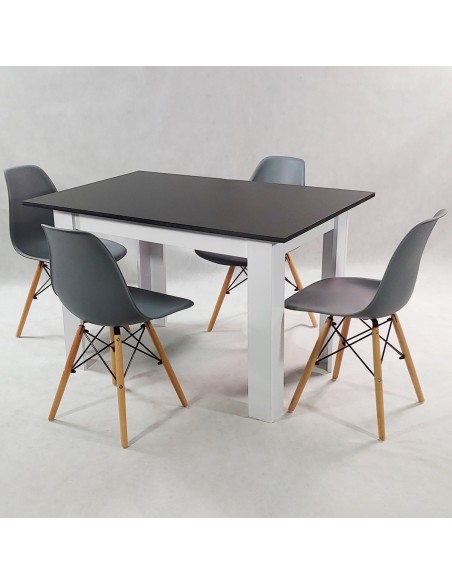 Zestaw stół Modern 120 BW i 4 krzesła Milano beżowe