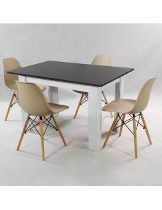 Zestaw stół Modern 120 BW i 4 krzesła Milano beżowe 2