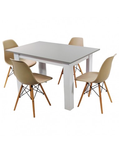Zestaw stół Modern 120 GW i 4 krzesła Milano beżowe