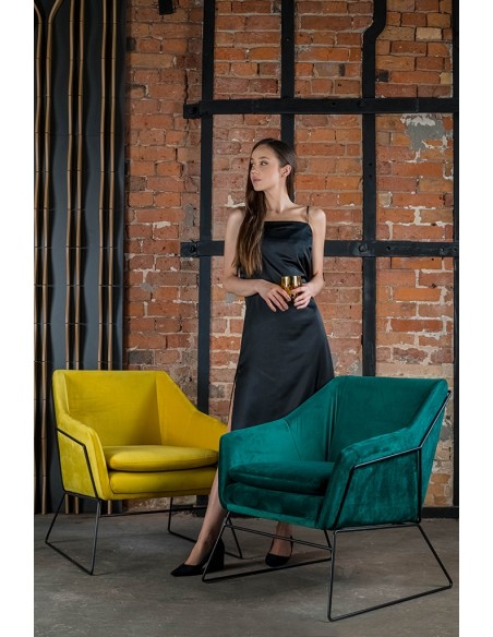 Fotel EMMA VELVET ciemny zielony welur - podstawa czarna