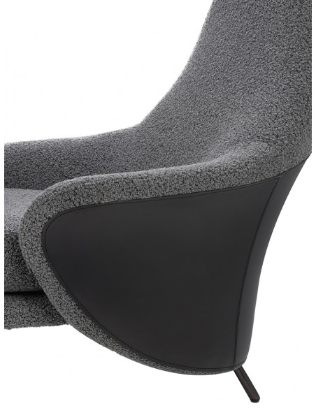 Fotel LOBBY TEDDY szary - stal nierdzewna, czarny opal