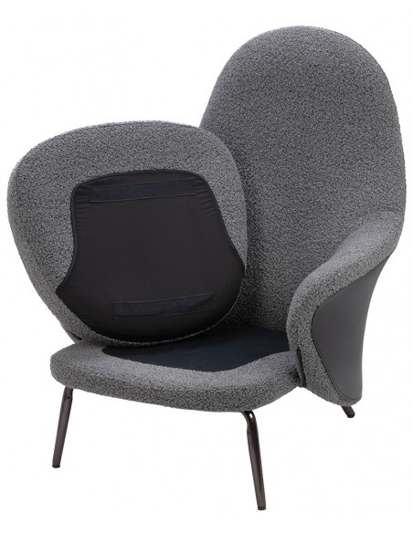 Fotel LOBBY TEDDY szary - stal nierdzewna, czarny opal