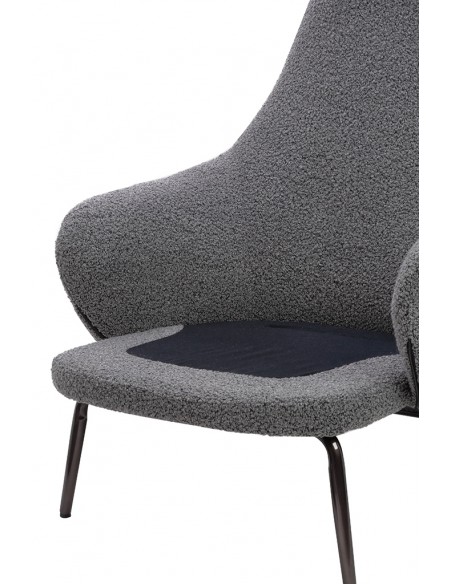 Fotel LOBBY TEDDY szary - stal nierdzewna, czarny opal