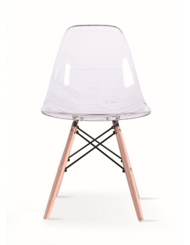 Krzesło ICE WOOD transparentne - poliweglan, podstawa bukowa