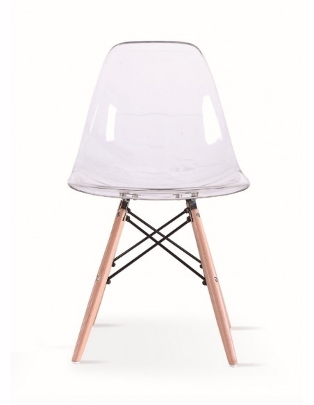 Krzesło ICE WOOD transparentne - poliweglan, podstawa bukowa