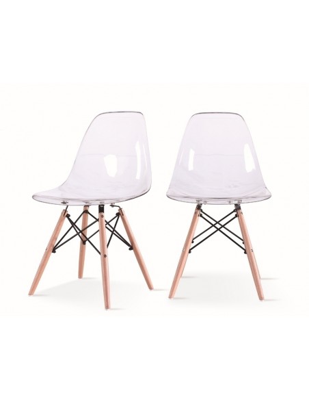 Krzesło ICE WOOD transparentne - poliweglan, podstawa bukowa